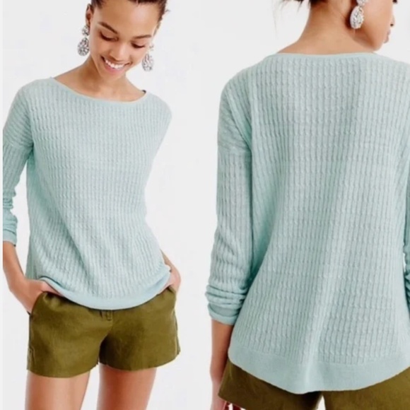 J. Crew Lightweight Cable Knit Linen Crewneck Sweater in Navy Blue size XS - Picture 1 of 6